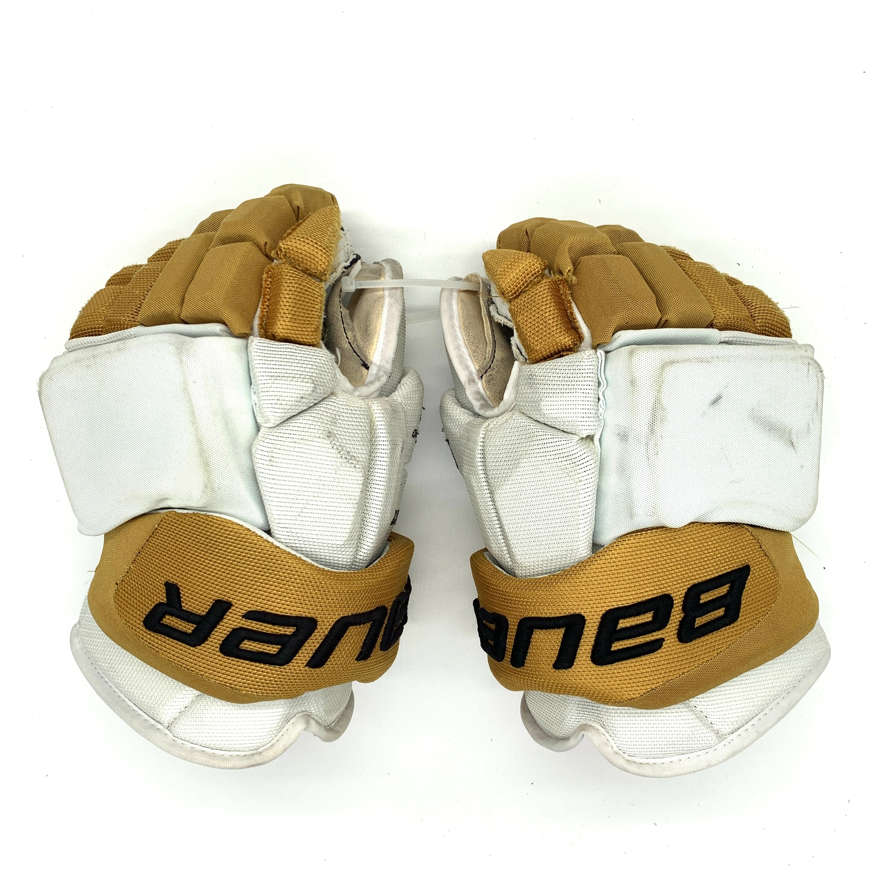 Bauer Vapor 1X Lite Pro - Gants d'occasion NHL Pro Stock - Golden Knights de Vegas - Alec Martinez (blanc/or)